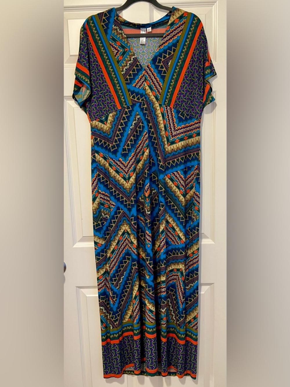 Emma & Michele Blue Chevron Tribal Maxi Dress